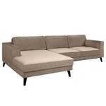 Ecksofa Venus Bay mit Longchair Samt Cara: Beige - Longchair davorstehend links - Ohne Schlaffunktion