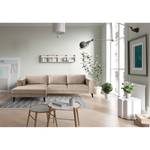 Ecksofa Venus Bay mit Longchair Samt Cara: Beige - Longchair davorstehend links - Ohne Schlaffunktion