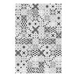 Tapis en vinyle carrelage géométrique Vinyle / Polyester - Noir / Blanc - 140 x 210 cm