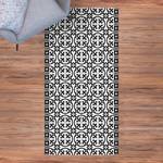 Tapis en vinyle carrelage cercle Vinyle / Polyester - Noir / Blanc - 80 x 160 cm