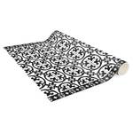 Tapis en vinyle carrelage cercle Vinyle / Polyester - Noir / Blanc - 80 x 160 cm