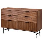 Sideboard KNIVS 6 Schubladen Echtholzfurnier - Walnuss