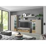 Tv-meubel Porsi mat grijs/tin-eikenhouten look - Breedte: 150 cm