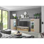 Ensemble meubles TV Porsi - Buffet haut Gris mat / Imitation chêne