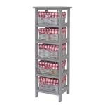 Open kast Harlev paulowniahout/wilg - Grijs/rood - Hoogte: 93 cm