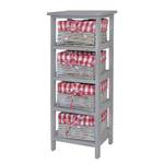 Open kast Harlev paulowniahout/wilg - Grijs/rood - Hoogte: 76 cm