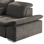 Ecksofa San Benito Microfaser Ranu: Steingrau - Longchair davorstehend links