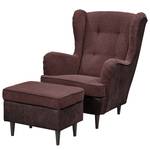 Fauteuil Marson geweven stof/microvezel - Microvezel Salvo: Aubergine - Met hocker