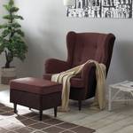 Fauteuil Marson geweven stof/microvezel - Microvezel Salvo: Aubergine - Met hocker