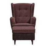 Fauteuil Marson geweven stof/microvezel - Microvezel Salvo: Aubergine - Met hocker