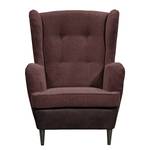 Fauteuil Marson geweven stof/microvezel - Microvezel Salvo: Aubergine - Met hocker