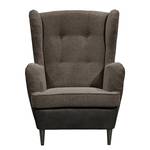 Fauteuil Marson geweven stof/microvezel - Microvezel Salvo: Espresso - Met hocker