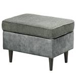 Fauteuil Marson geweven stof/microvezel - Microvezel Salvo: Grijs - Met hocker