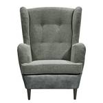 Fauteuil Marson geweven stof/microvezel - Microvezel Salvo: Grijs - Met hocker