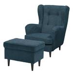 Fauteuil Marson Tissu, microfibre - Tissu Roge: Bleu foncé - Avec repose-pieds