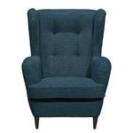 Fauteuil Marson geweven stof/microvezel - Geweven stof Roge: Donkerblauw - Met hocker