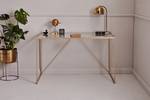 Bureau Glam staal/veiligheidsglas - 120 x 60 cm - Goud