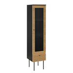 Vitrine Langemark MDF / Plaqué bois véritable - Chêne / Noir - Largeur : 40 cm