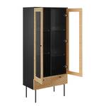 Vitrine Langemark MDF / Echtholz furniert - Eiche / Schwarz - Breite: 79 cm