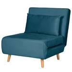 Fauteuil convertible ELANDS Tissu - Velours Criada: Bleu foncé - Hêtre clair