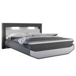 Lit boxspring Oberstetten MDF / Imitation cuir - Blanc / Gris - 180 x 200 cm