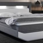 Lit boxspring Oberstetten MDF / Imitation cuir - Blanc / Gris - 180 x 200 cm