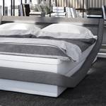 Lit boxspring Helmstadt MDF / Imitation cuir - Blanc / Gris - 180 x 200 cm