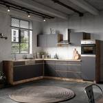 Hoek-keukenblok Turin combi C Grijs/Eikenhoutlook wotan - Breedte: 300 cm - Inductie - Met elektrische apparatuur