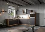 Hoek-keukenblok Turin combi C Grijs/Eikenhoutlook wotan - Breedte: 300 cm - Glas-keramisch - Met elektrische apparatuur