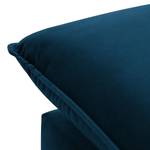 Hoekbank Amandola met ottomane Velours Ravi: Marineblauw - Longchair vooraanzicht links