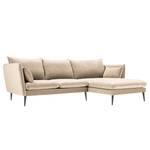 Ecksofa Amandola mit Ottomane Samt Ravi: Creme - Longchair davorstehend rechts