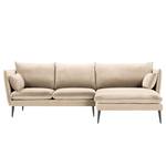 Ecksofa Amandola mit Ottomane Samt Ravi: Creme - Longchair davorstehend rechts