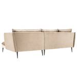 Ecksofa Amandola mit Ottomane Samt Ravi: Creme - Longchair davorstehend rechts