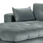 Ecksofa Costellio mit Ottomane Samt Blonda: Stahlblau - Longchair davorstehend links