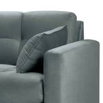 Ecksofa Costellio mit Ottomane Samt Blonda: Stahlblau - Longchair davorstehend links