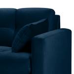 Hoekbank Costellio met ottomane Velours Blonda: Marineblauw - Longchair vooraanzicht links