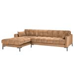 Ecksofa Costellio mit Ottomane Samt Blonda: Cappuccino - Longchair davorstehend links