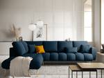 Ecksofa Joselis mit Ottomane Microfaser Faria: Marineblau - Ottomane davorstehend links