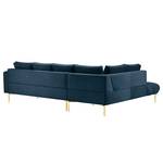 Ecksofa Joselis mit Ottomane Microfaser Faria: Marineblau - Ottomane davorstehend links