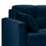 Ecksofa Costellio mit Ottomane Samt Blonda: Marineblau - Longchair davorstehend rechts