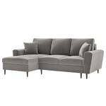 Ecksofa Goronna mit Ottomane Samt Ravi: Taupe - Longchair davorstehend links