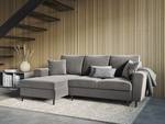 Ecksofa Goronna mit Ottomane Samt Ravi: Taupe - Longchair davorstehend links