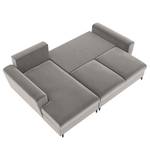 Ecksofa Goronna mit Ottomane Samt Ravi: Taupe - Longchair davorstehend links