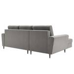 Ecksofa Goronna mit Ottomane Samt Ravi: Taupe - Longchair davorstehend links