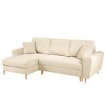 Ecksofa Goronna mit Ottomane Bouclé Stoff Asta: Creme - Longchair davorstehend links