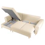 Ecksofa Goronna mit Ottomane Bouclé Stoff Asta: Creme - Longchair davorstehend links