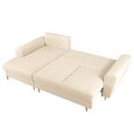 Ecksofa Goronna mit Ottomane Bouclé Stoff Asta: Creme - Longchair davorstehend links