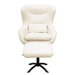 Fauteuil Barnard teddy met hocker teddystof/ijzer - wit/zwart