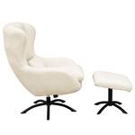 Fauteuil Barnard teddy met hocker teddystof/ijzer - wit/zwart