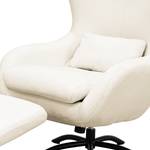 Fauteuil Barnard teddy met hocker teddystof/ijzer - wit/zwart